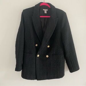 H&M Black and Gold Double-Breasted Blazer